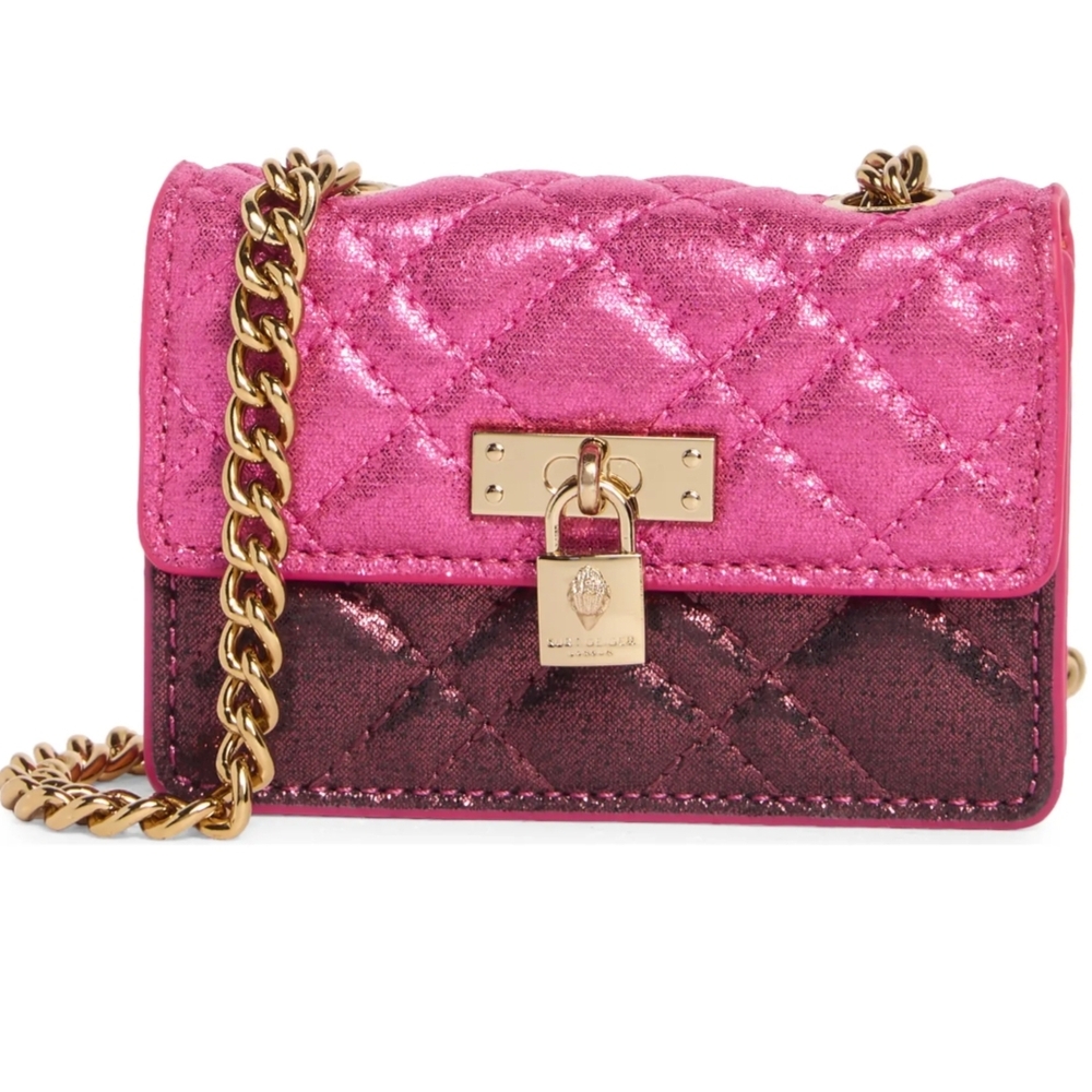 Sold Kurt Geiger Fuchsia Quilted Mini Bag with Gold Chain
